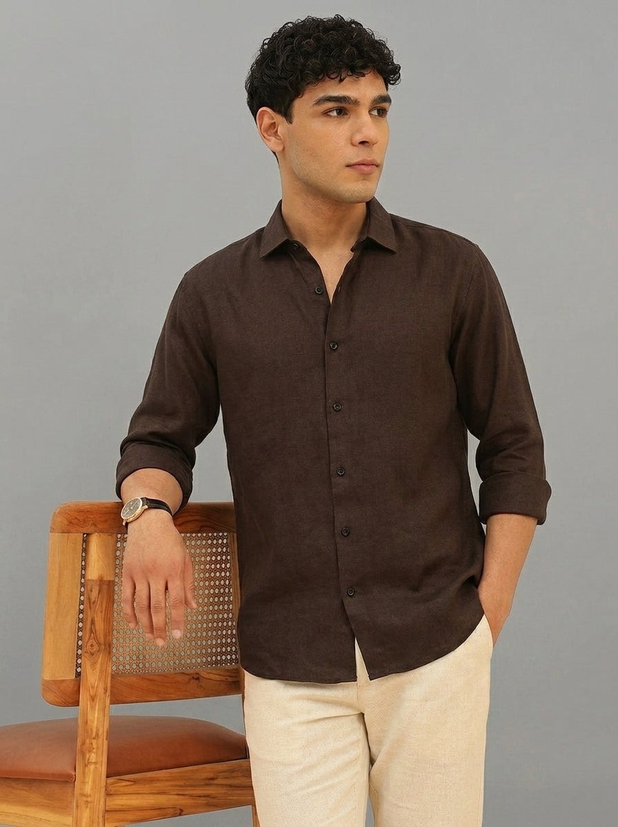 Cocoa Brown Linen Shirt