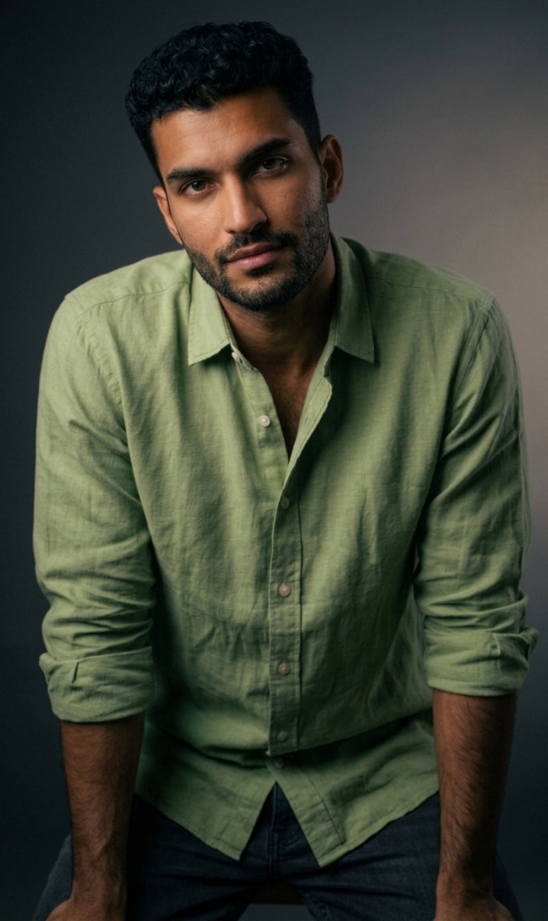 Lime Linen Cotton Shirt