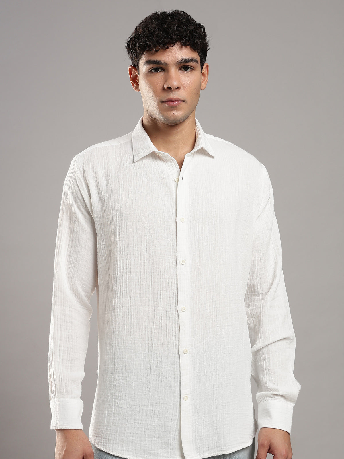 Salt White Gauze Shirt – front view