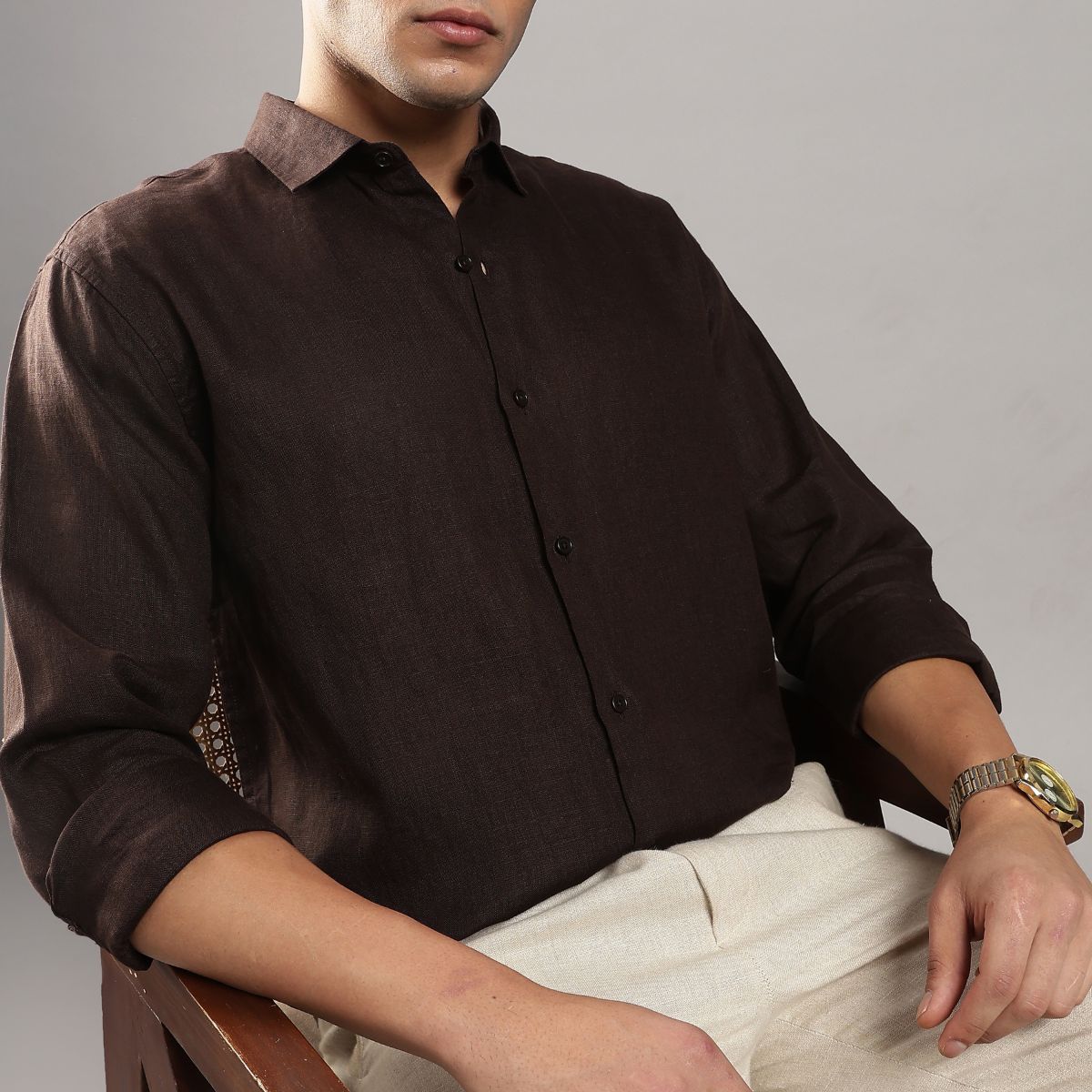 Cocoa Brown Linen Shirt