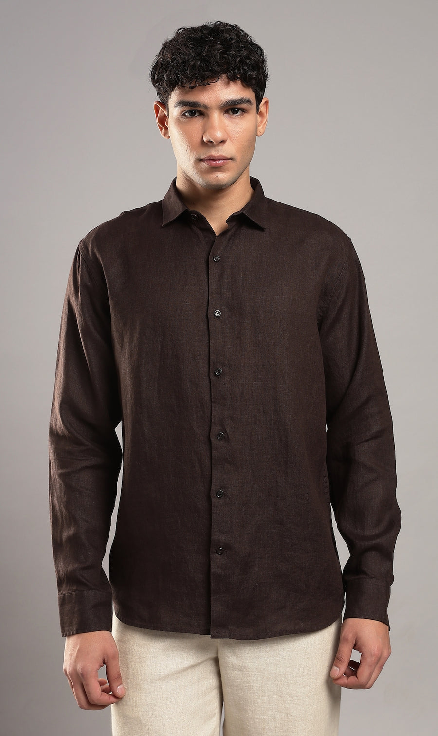Cocoa Brown Linen Shirt