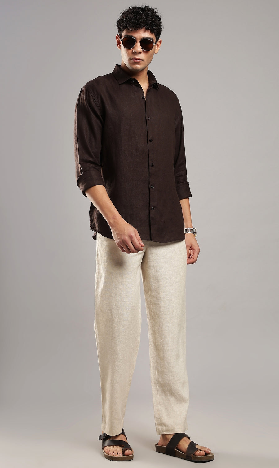 Cocoa Brown Linen Shirt