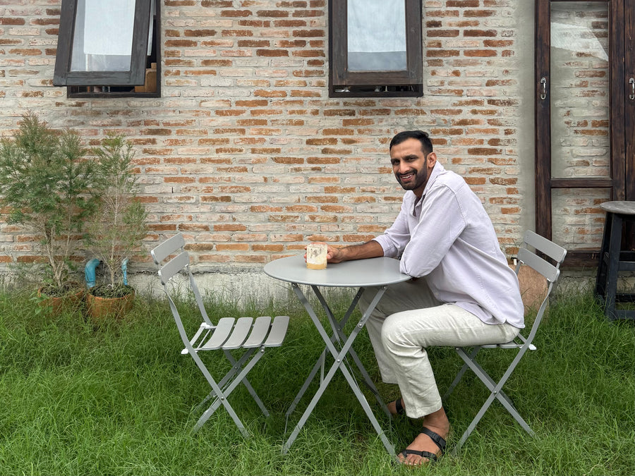 Founder wearing Islands of Loom