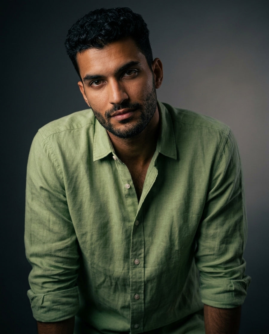 Lime Linen Cotton Shirt