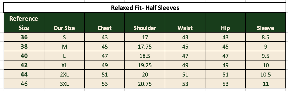 Size chart for Harbour Stripes Shirt