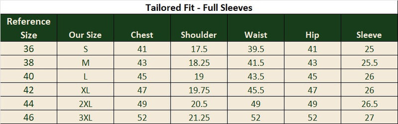 Size guide for Terracotta Shirt