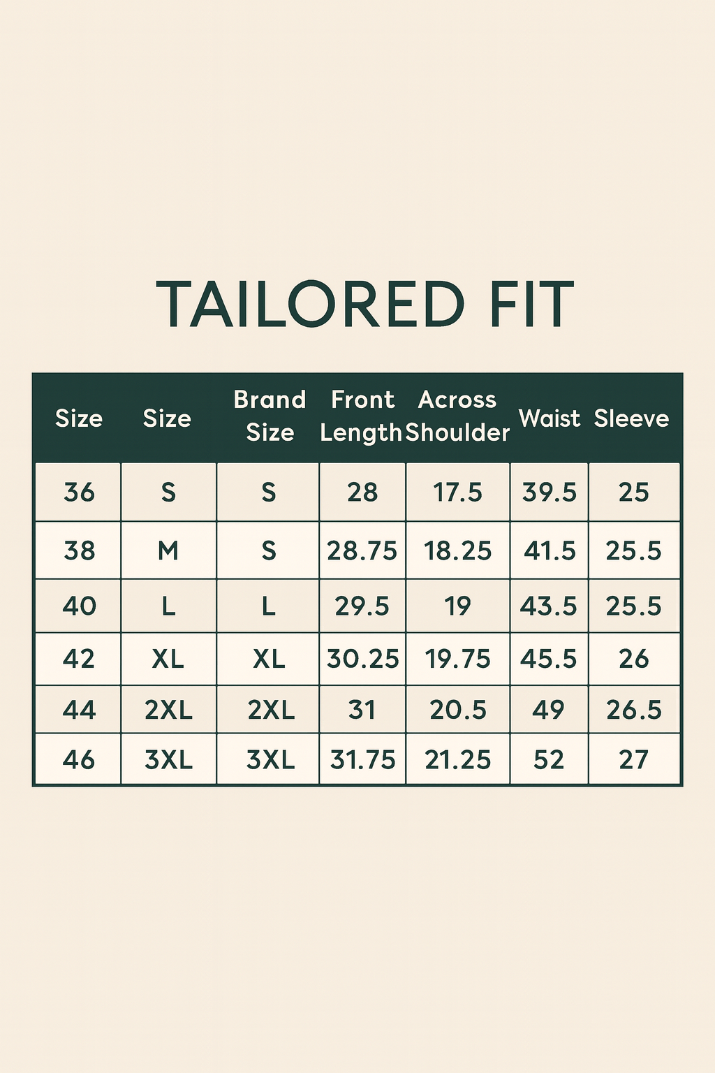 Meadow Waffle Shirt size chart