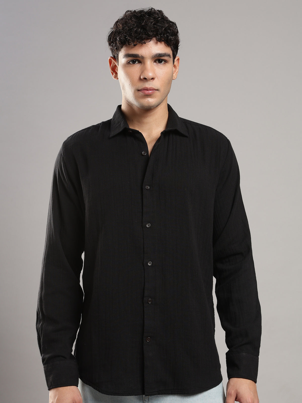 Coal Black Gauze Shirt – front view