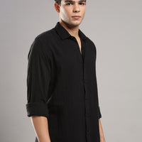 Coal Black Gauze Shirt – three-quarter view