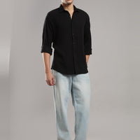 Coal Black Gauze Shirt – full-length view