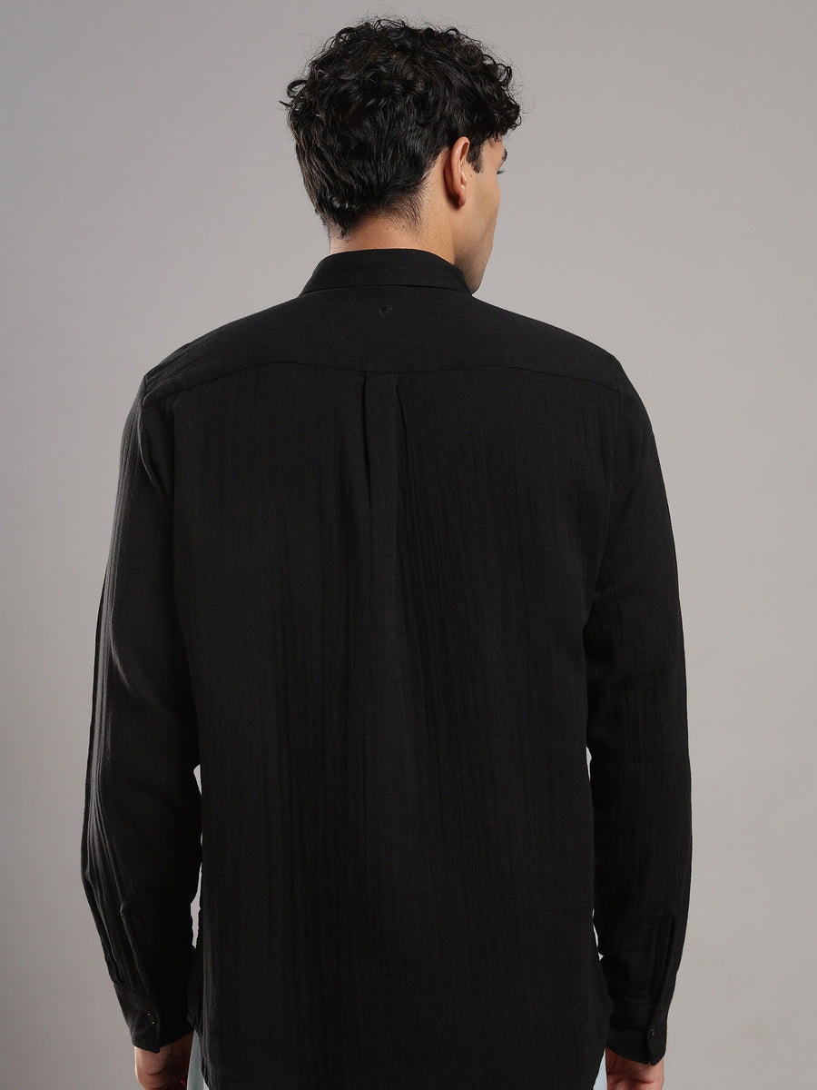 Coal Black Gauze Shirt – back view
