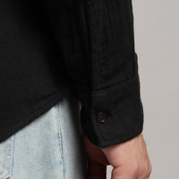 Coal Black Gauze Shirt – cuff detail