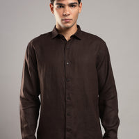 Cocoa Brown Linen Shirt – front view