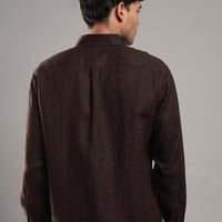 Cocoa Brown Linen Shirt – back view