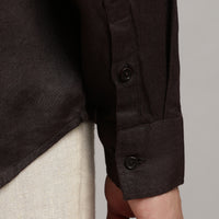 Cocoa Brown Linen Shirt – cuff detail