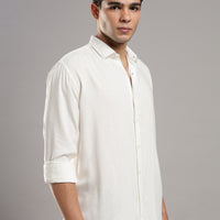 Cora Linen Shirt – three-quarter view
