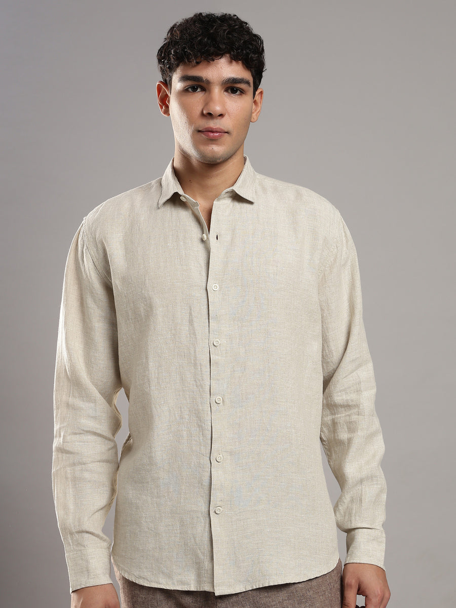 Oatmeal Linen Shirt – front view