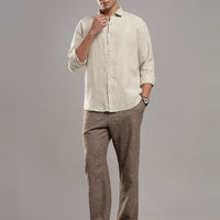 Oatmeal Linen Shirt – full-length view