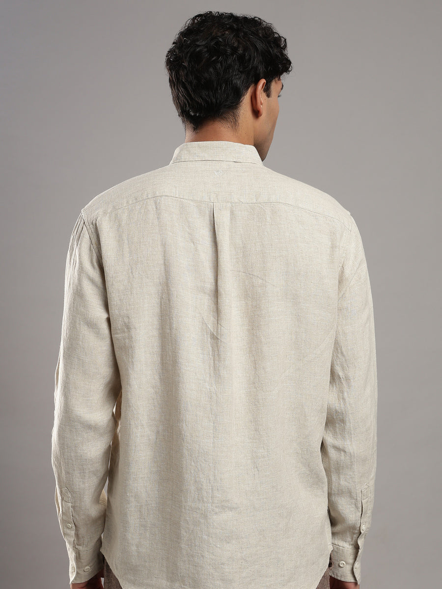 Oatmeal Linen Shirt – back view