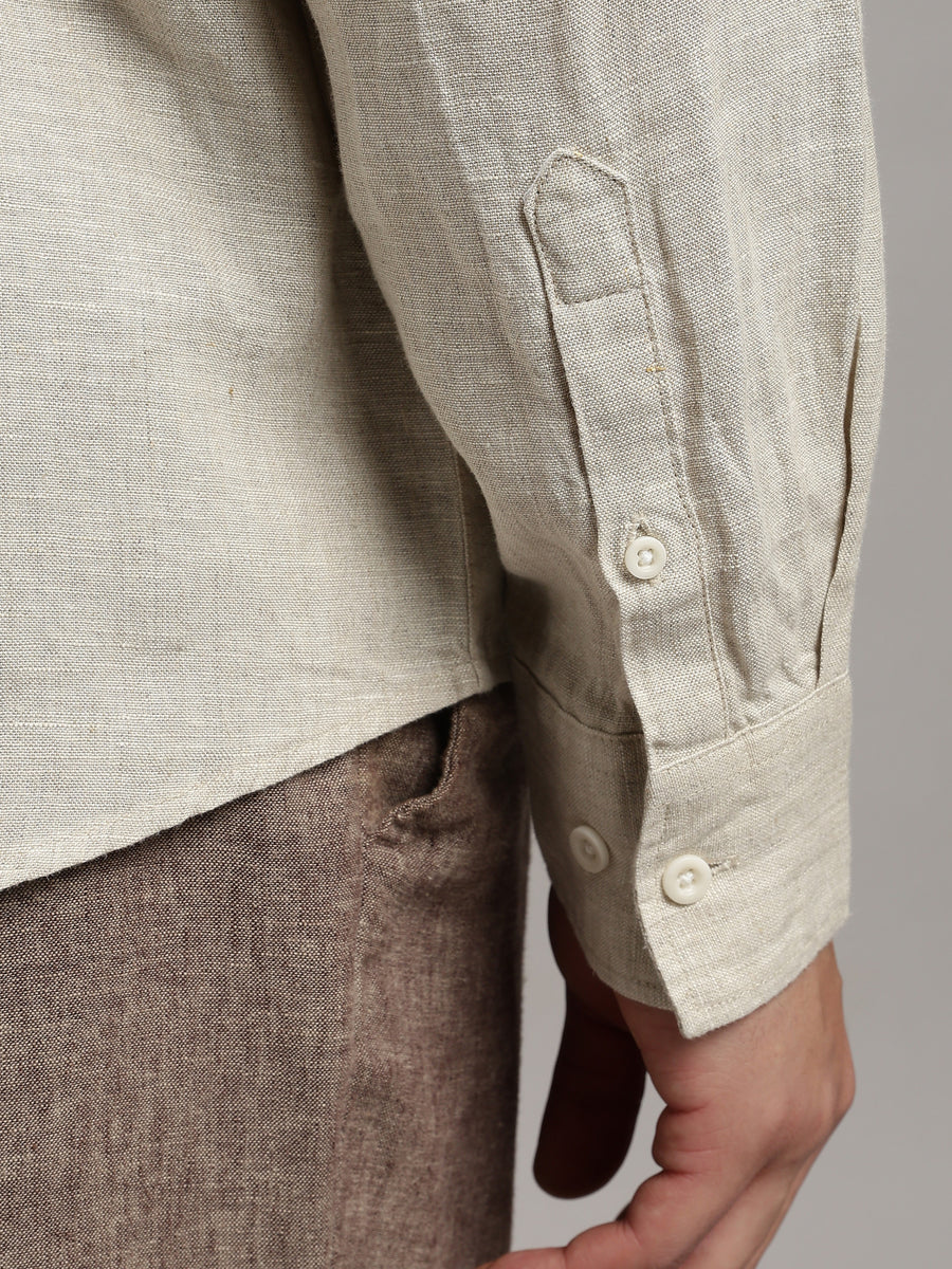 Oatmeal Linen Shirt – cuff detail
