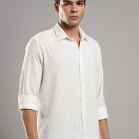 Salt White Gauze Shirt – three-quarter view