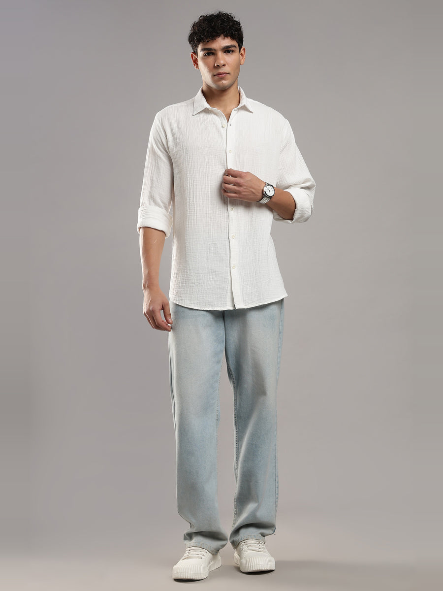 Salt White Gauze Shirt – full-length view