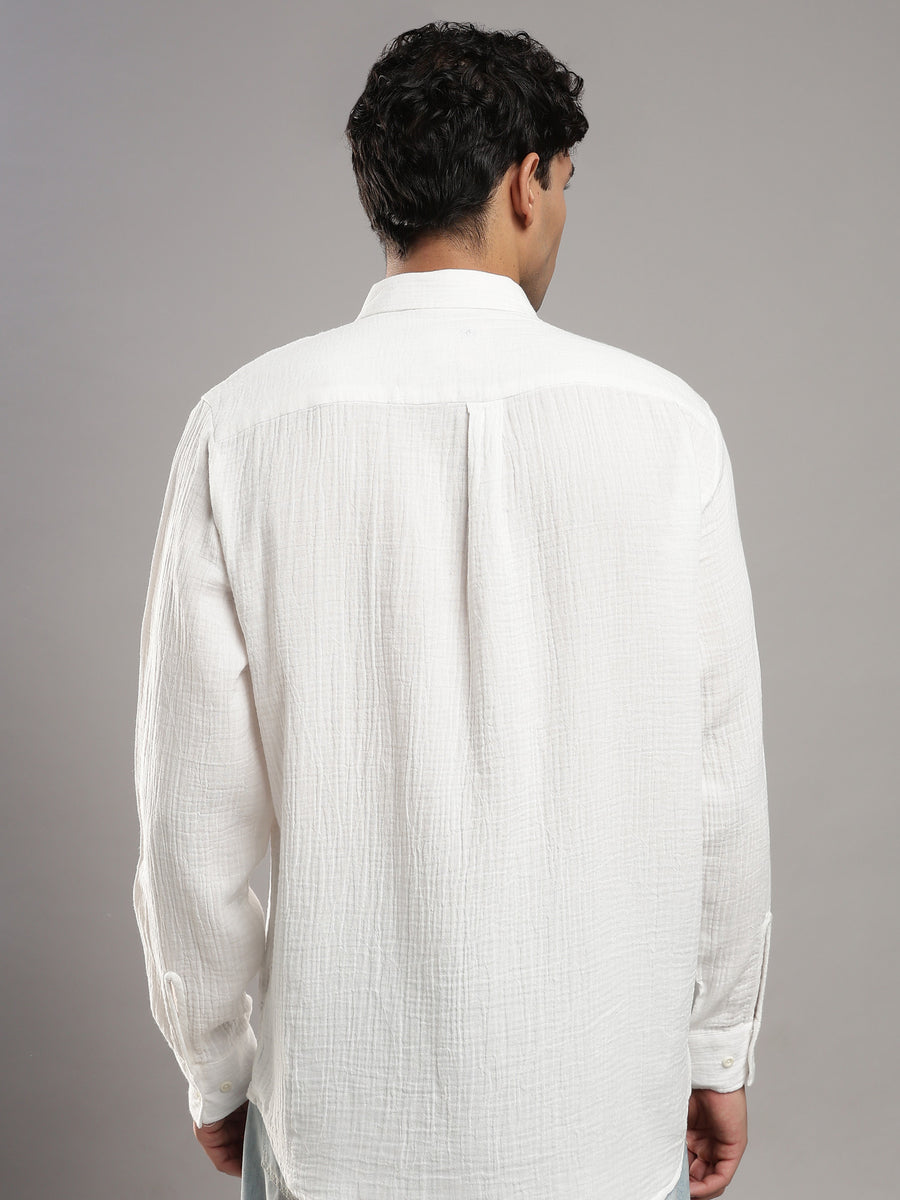 Salt White Gauze Shirt – back view