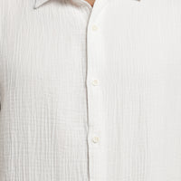 Salt White Gauze Shirt – collar and placket detail