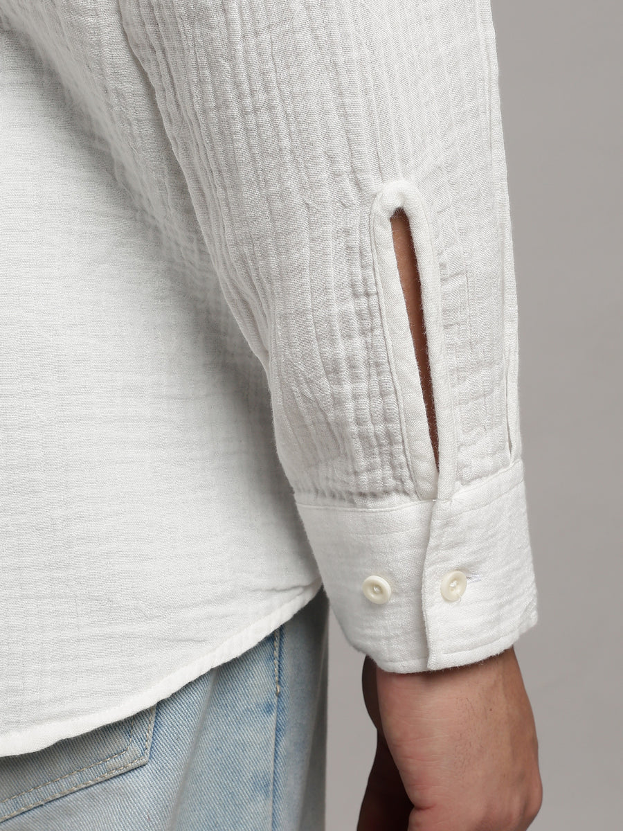 Salt White Gauze Shirt – cuff detail